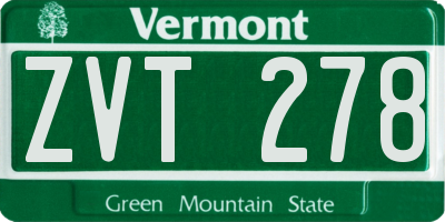 VT license plate ZVT278