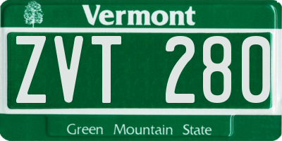 VT license plate ZVT280