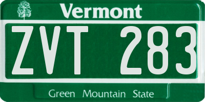 VT license plate ZVT283
