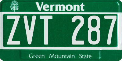 VT license plate ZVT287