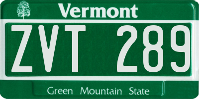 VT license plate ZVT289