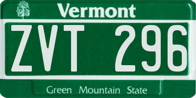 VT license plate ZVT296