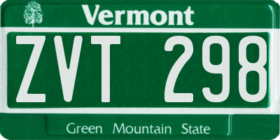 VT license plate ZVT298