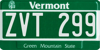 VT license plate ZVT299