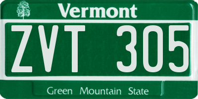 VT license plate ZVT305