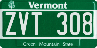 VT license plate ZVT308