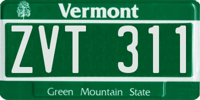VT license plate ZVT311
