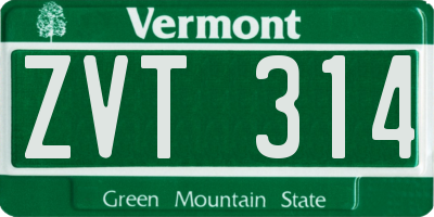 VT license plate ZVT314