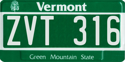 VT license plate ZVT316