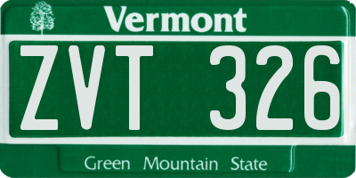 VT license plate ZVT326