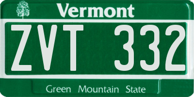 VT license plate ZVT332