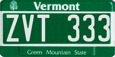 VT license plate ZVT333