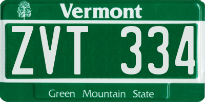 VT license plate ZVT334