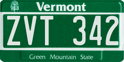 VT license plate ZVT342