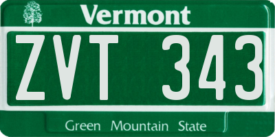 VT license plate ZVT343