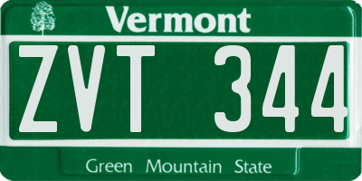 VT license plate ZVT344