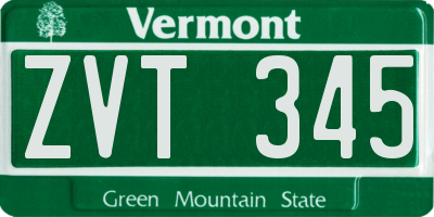VT license plate ZVT345