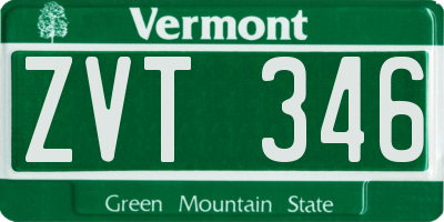 VT license plate ZVT346