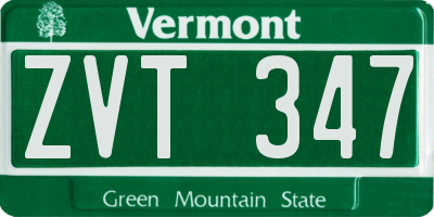 VT license plate ZVT347
