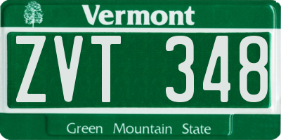 VT license plate ZVT348