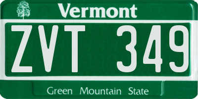 VT license plate ZVT349