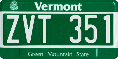 VT license plate ZVT351
