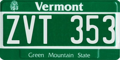 VT license plate ZVT353