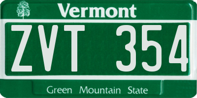 VT license plate ZVT354