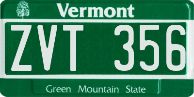 VT license plate ZVT356
