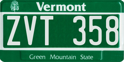 VT license plate ZVT358