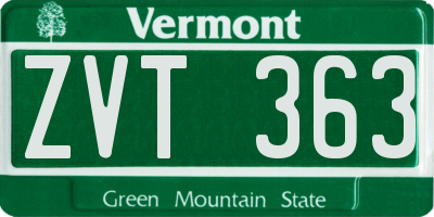 VT license plate ZVT363