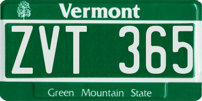 VT license plate ZVT365