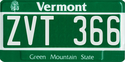 VT license plate ZVT366
