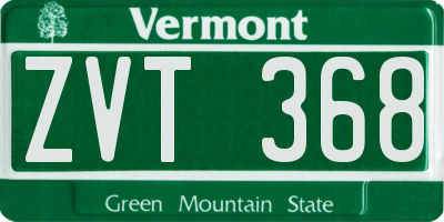 VT license plate ZVT368