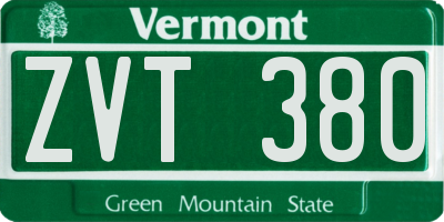 VT license plate ZVT380