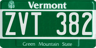 VT license plate ZVT382