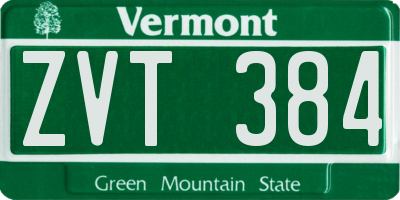 VT license plate ZVT384