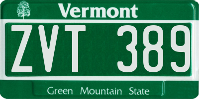 VT license plate ZVT389