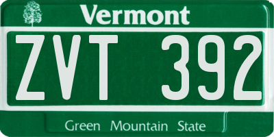 VT license plate ZVT392