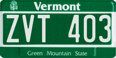 VT license plate ZVT403