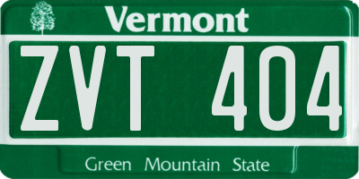 VT license plate ZVT404