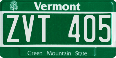 VT license plate ZVT405