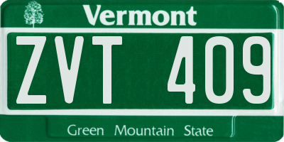 VT license plate ZVT409