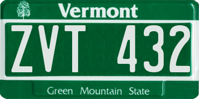 VT license plate ZVT432
