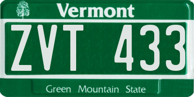 VT license plate ZVT433
