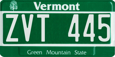 VT license plate ZVT445