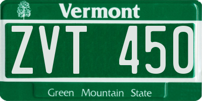VT license plate ZVT450