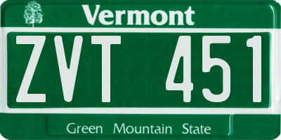 VT license plate ZVT451