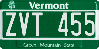 VT license plate ZVT455