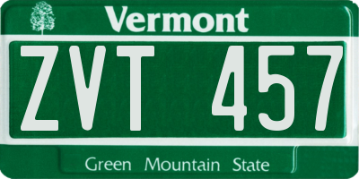 VT license plate ZVT457